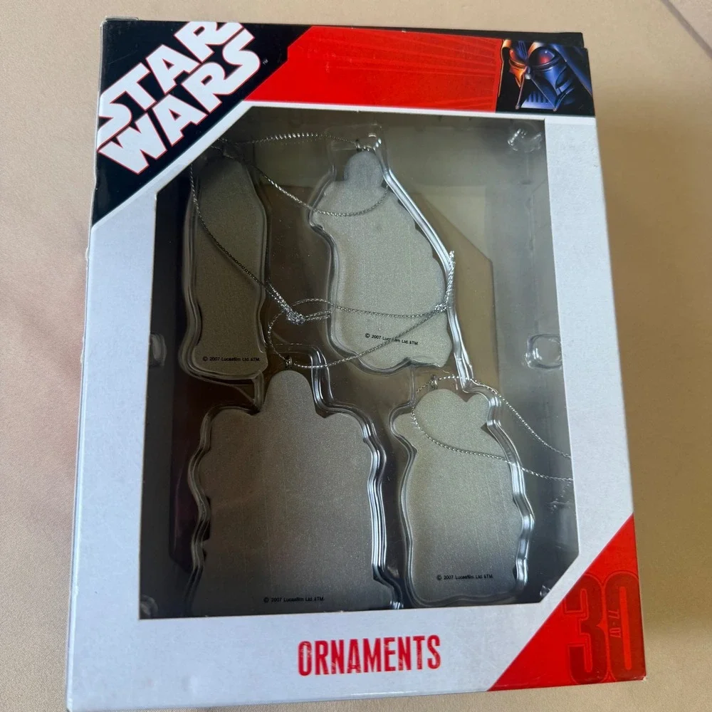 Star Wars 30th Anniversary 2007 Ornament Set Darth Vader Yoda R2-D2 C-3PO 4 Pack
